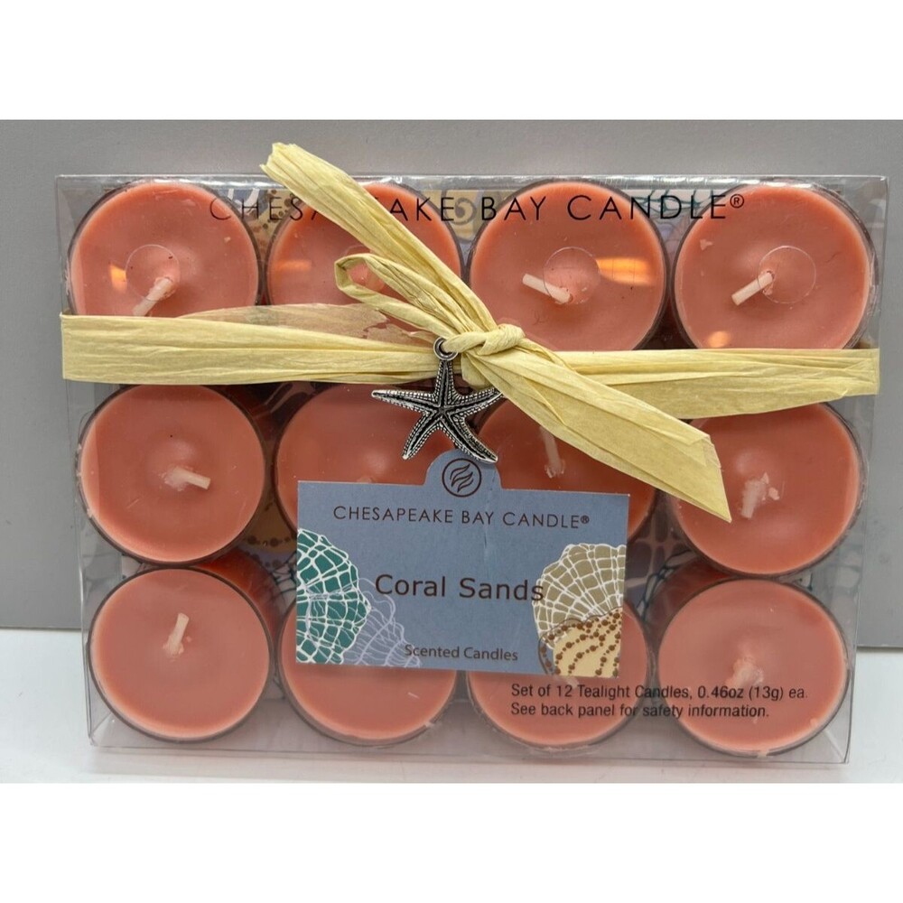 Chesapeake Bay Candle coral sands Scented Tea Lights Boxed set of 12 new